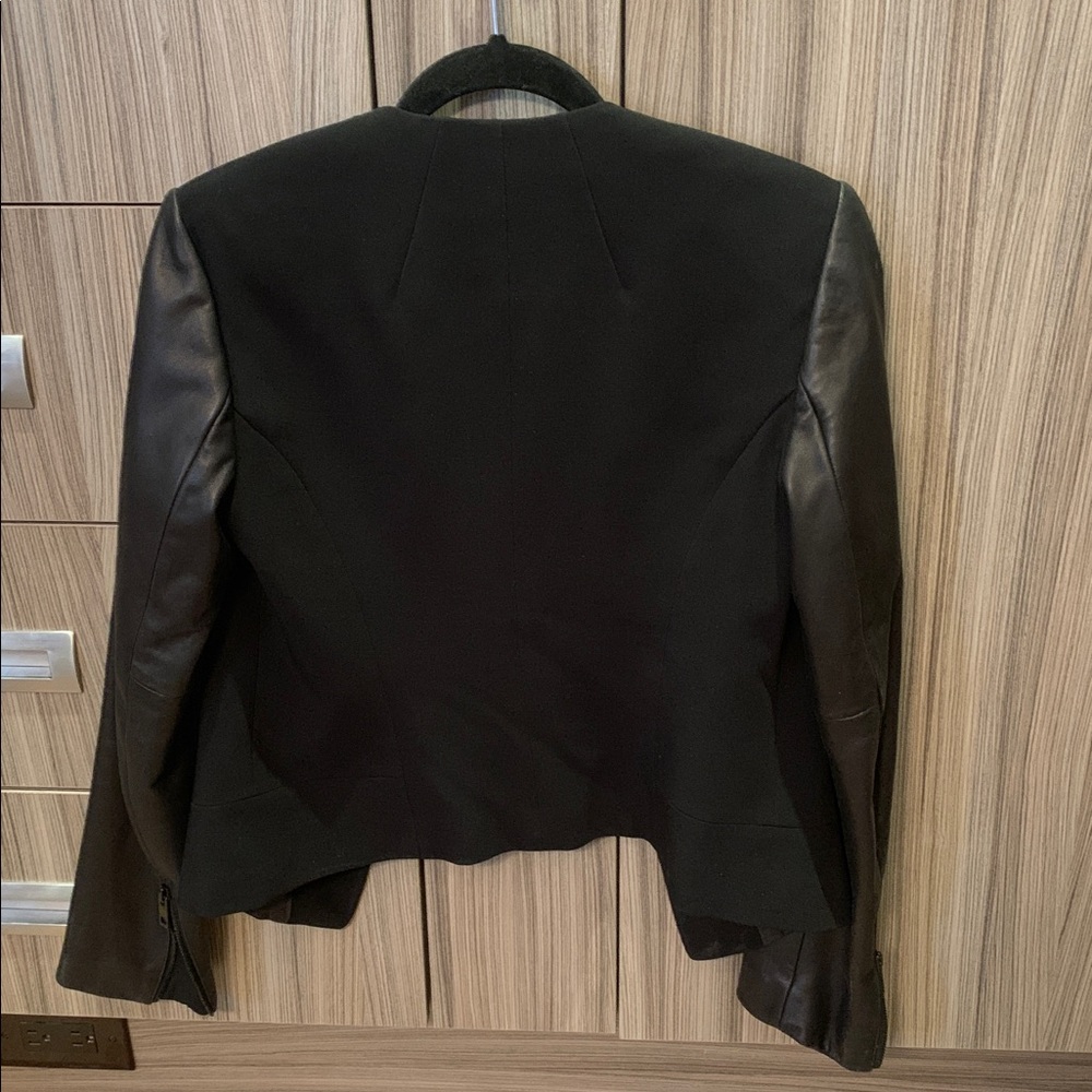 Rag & Bone Black Leather Sleeve Blazer Size 4 - Picture 6 of 7